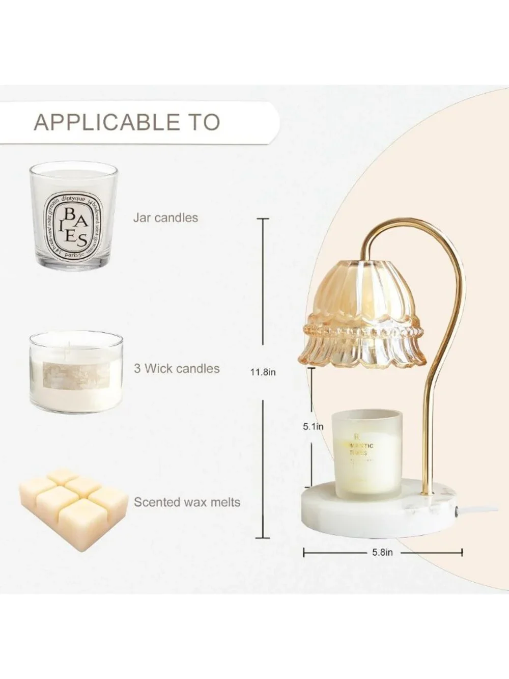 Electric Candle Warmer Lamp with Timer & Dimmer, 2 Bulbs, Home Decor Gift